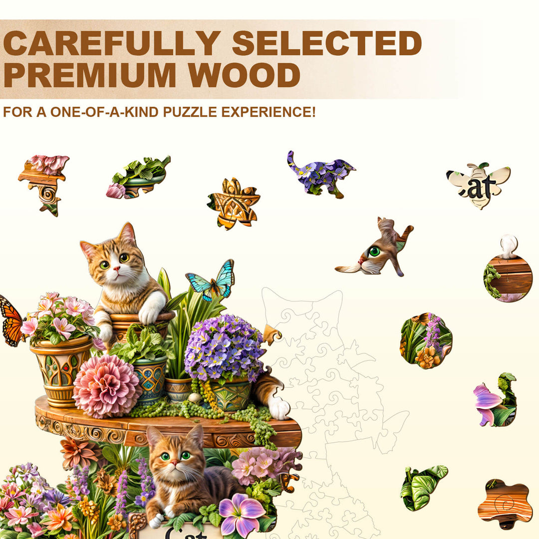 Katzen-Garten Holzpuzzle