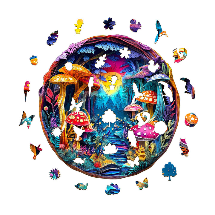 3D Colorful Paper Sculpture Mushroom Wooden Jigsaw Puzzle - By Woodbests