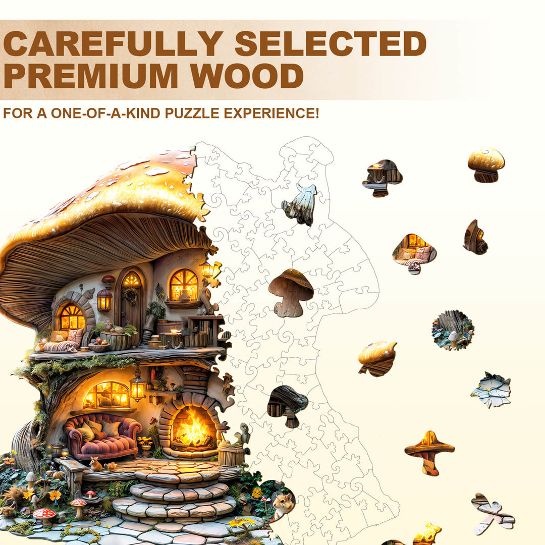 mushroom house Wooden Jigsaw Puzzle