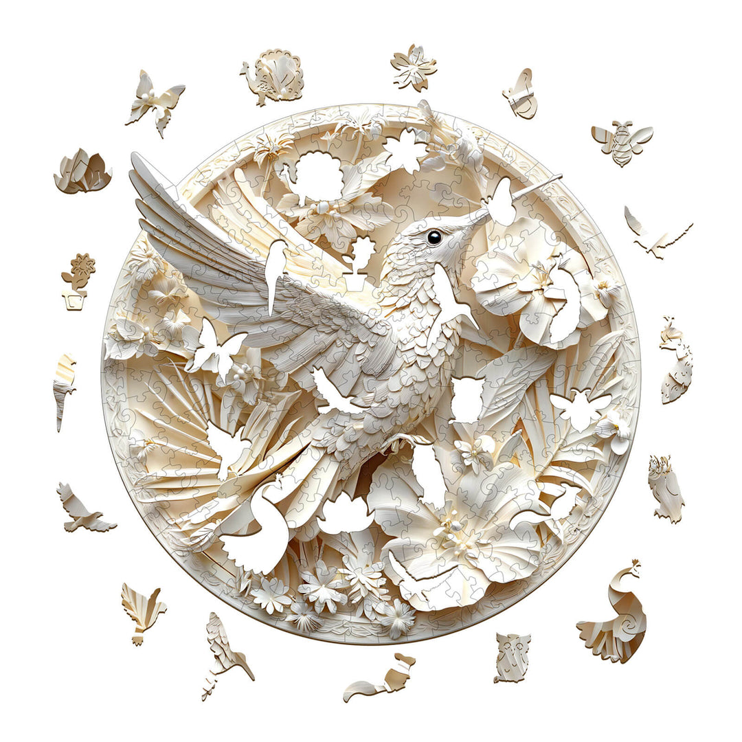 Papier-Kolibri 2 Holzpuzzle