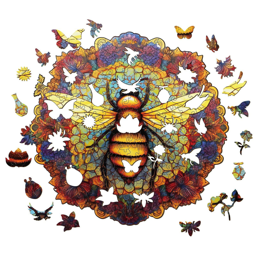 Mandala Bee Wooden Jigsaw Puzzle-Woodbests