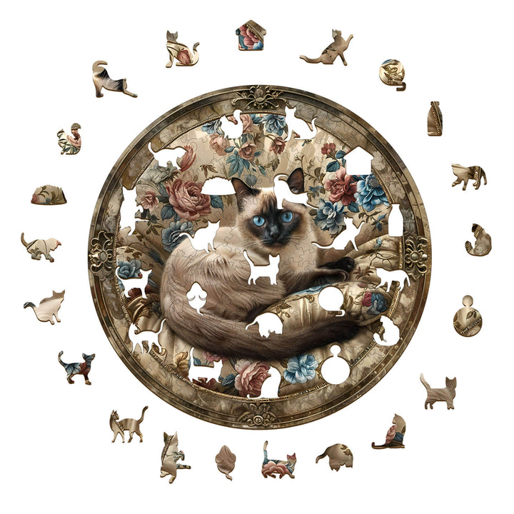 Antike Siamkatze Holzpuzzle