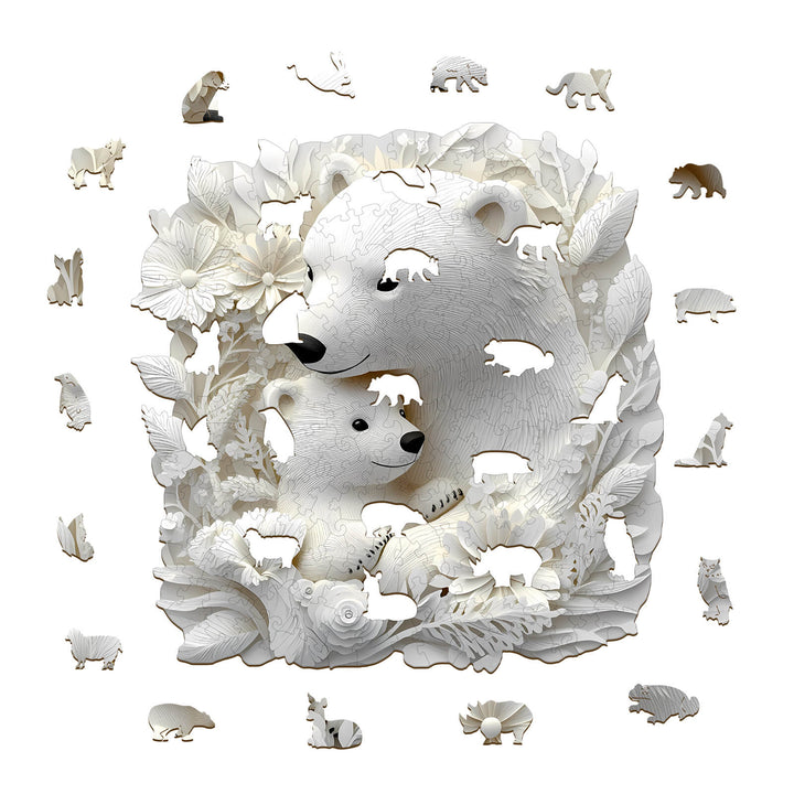 Eisbärenfamilie Holzpuzzle