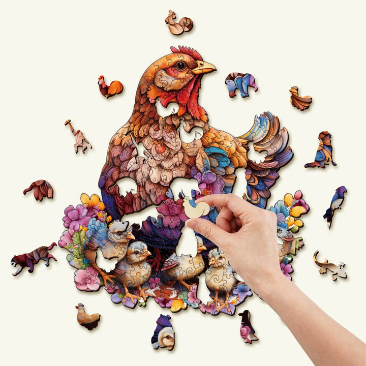 Hühnerfamilie Holzpuzzle