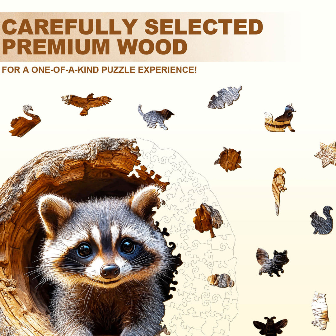 3D-Baumhöhlen-Waschbär-1 Holzpuzzle