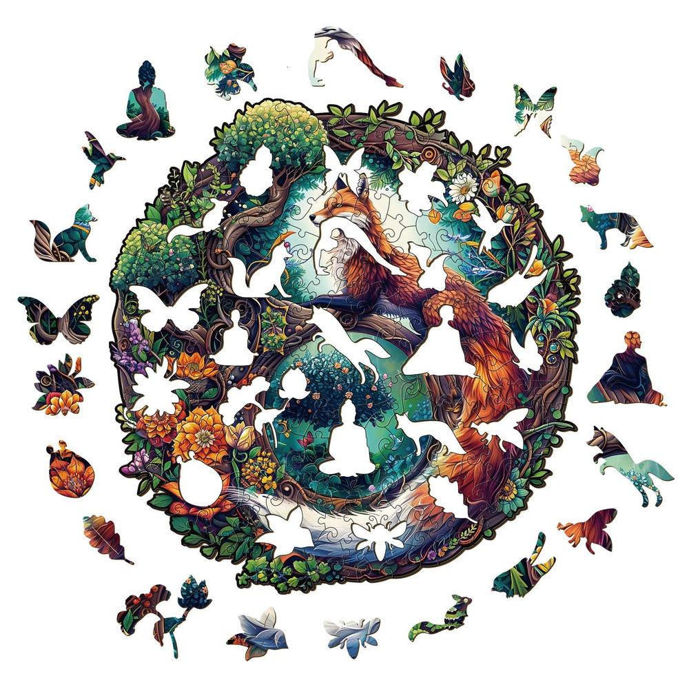 Yin Yang Fox-1 Wooden Jigsaw Puzzle-Woodbests