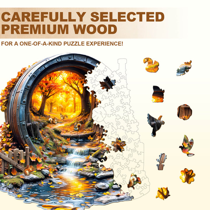 Barrel of Autumn Wooden Jigsaw Puzzle