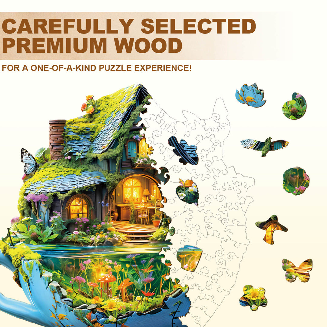 Grüne Feld-Tasse Holzpuzzle