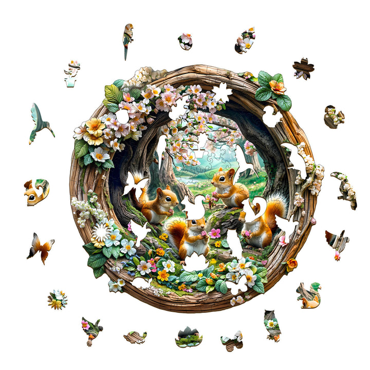 Frühlingshörnchen Holzpuzzle