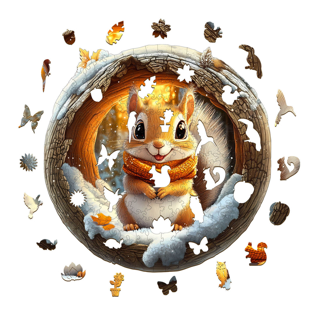 Höhlen-Eichhörnchen Holzpuzzle