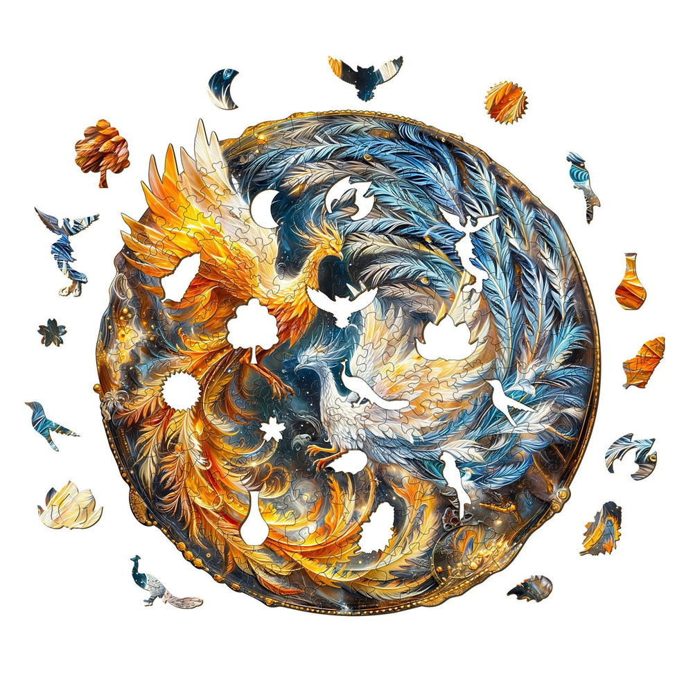 Yin Yang Phoenix-2 Wooden Jigsaw Puzzle-Woodbests