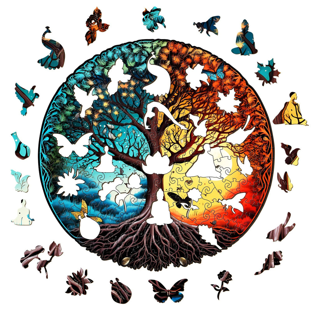 Yin Yang Tree Of Life 6 Wooden Jigsaw Puzzle-Woodbests