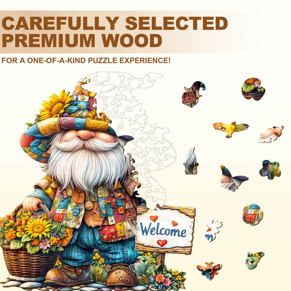 Sunflower gnome Wooden Jigsaw Puzzle