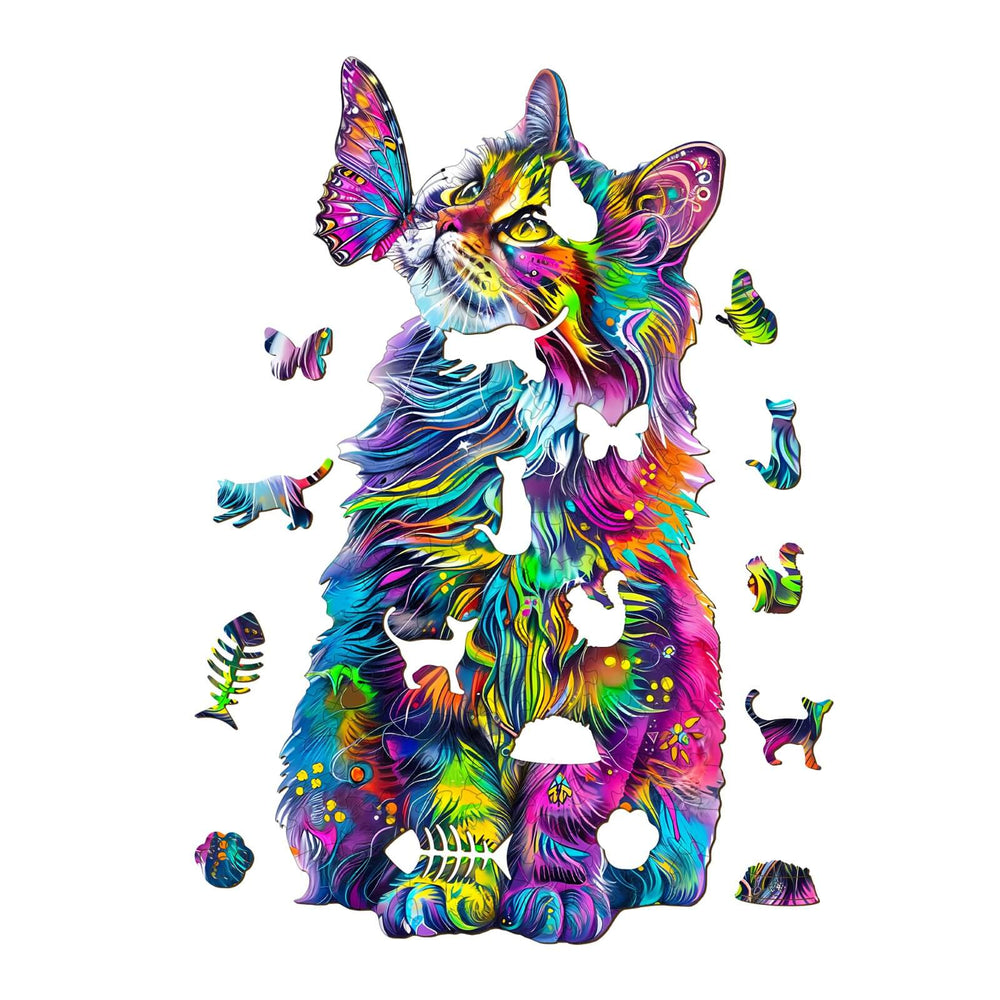 Colorful Cat Wooden Jigsaw Puzzle