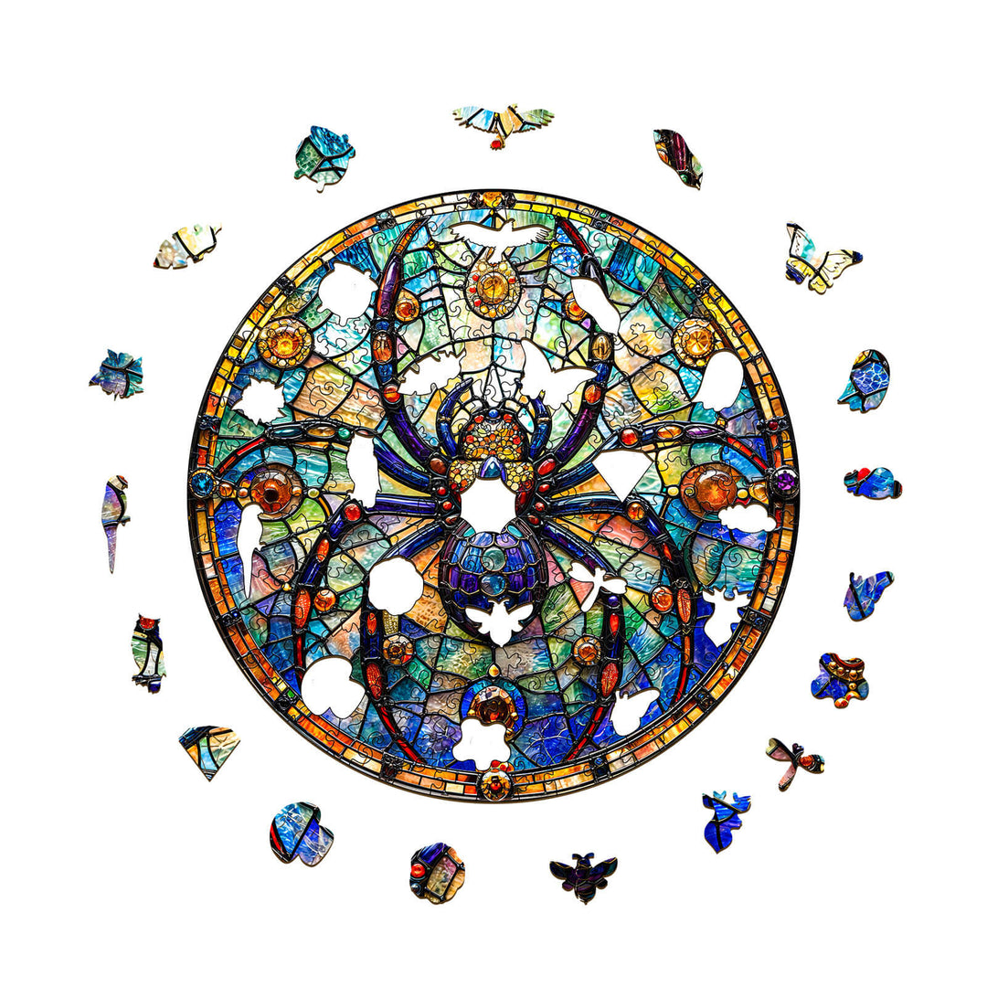 Edelstein-Spinne Schatten Holzpuzzle