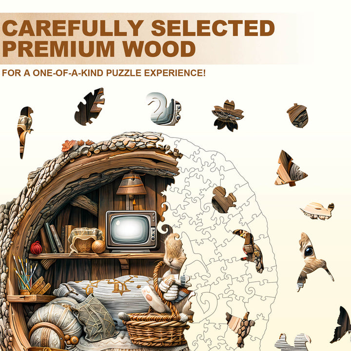 Tree Hole Rabbit Wooden Jigsaw Puzzle