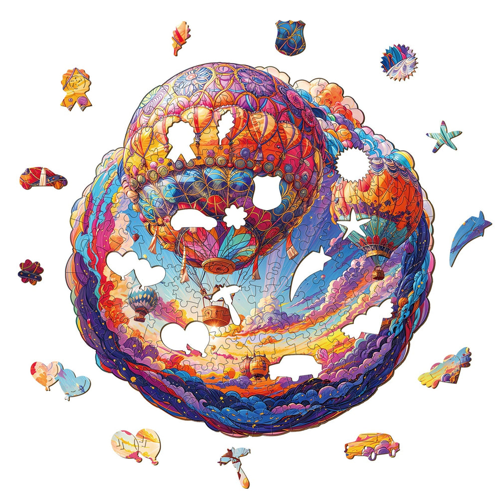 Hot Air Balloon Wooden Jigsaw Puzzle-Woodbests