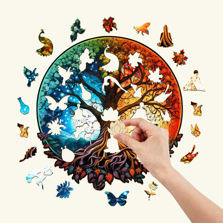 Lebensbaum-Yin-Yang 7 Holzpuzzle
