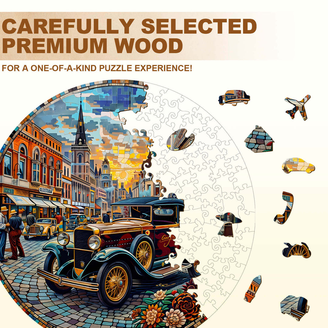 Retro Street Wooden Jigsaw Puzzle