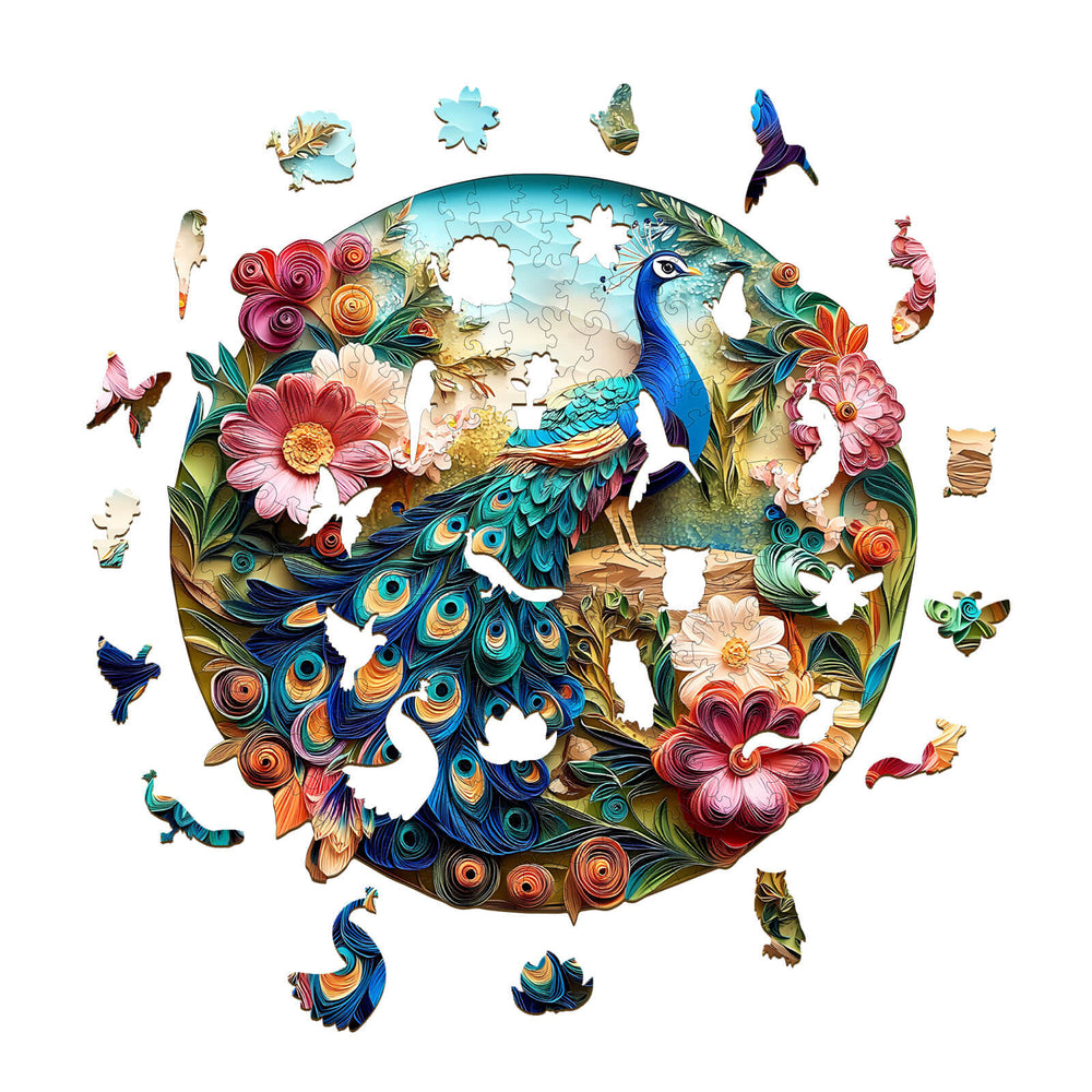 3D Colorful Peacock Wooden Jigsaw Puzzle - By Woodbests