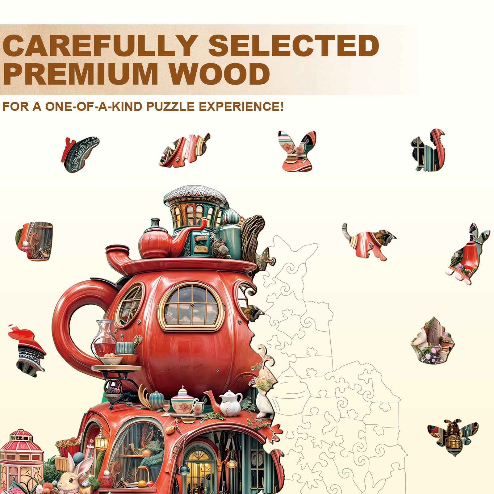 Teetassen-Schweberabbit Holzpuzzle