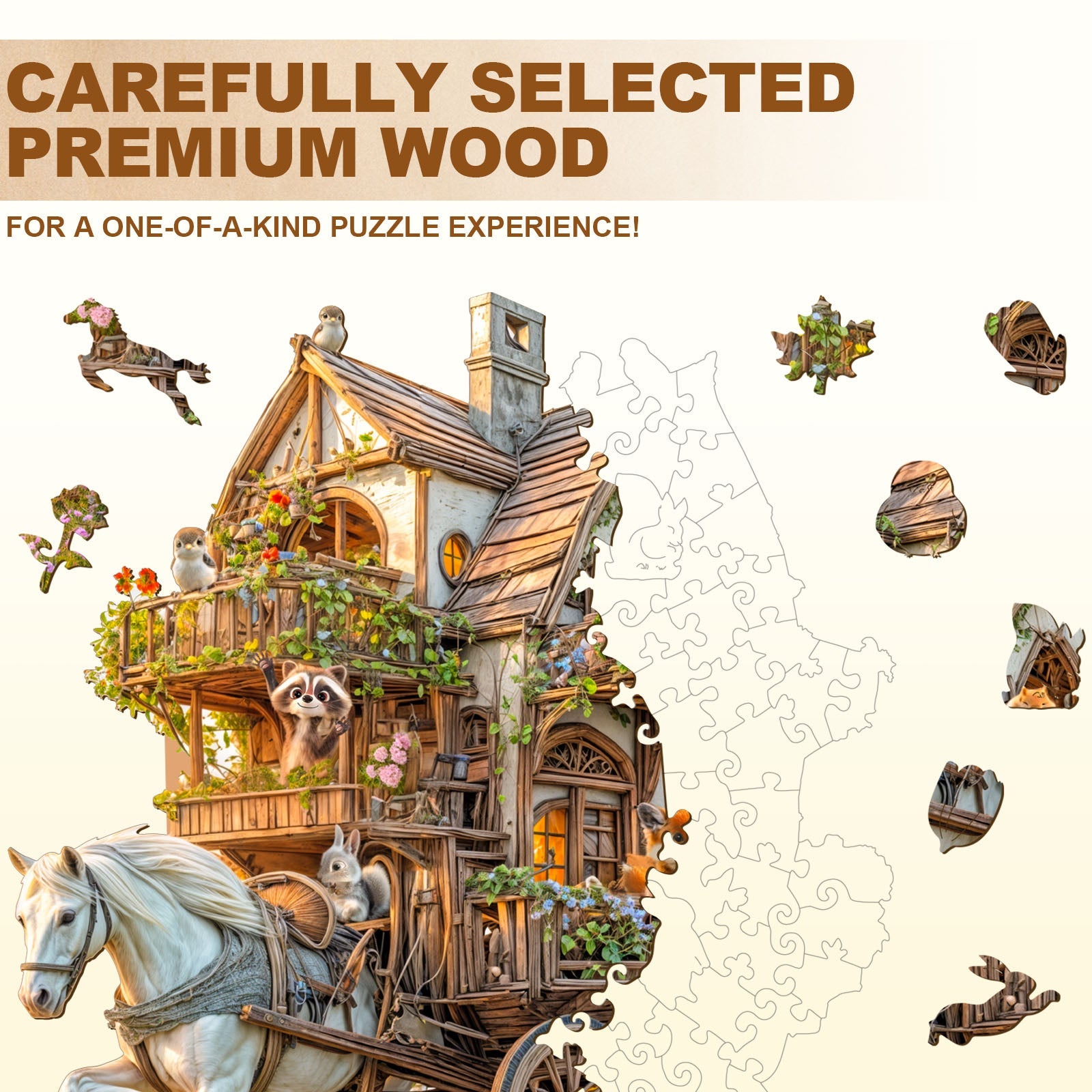 Tier-Kutsche Holzpuzzle