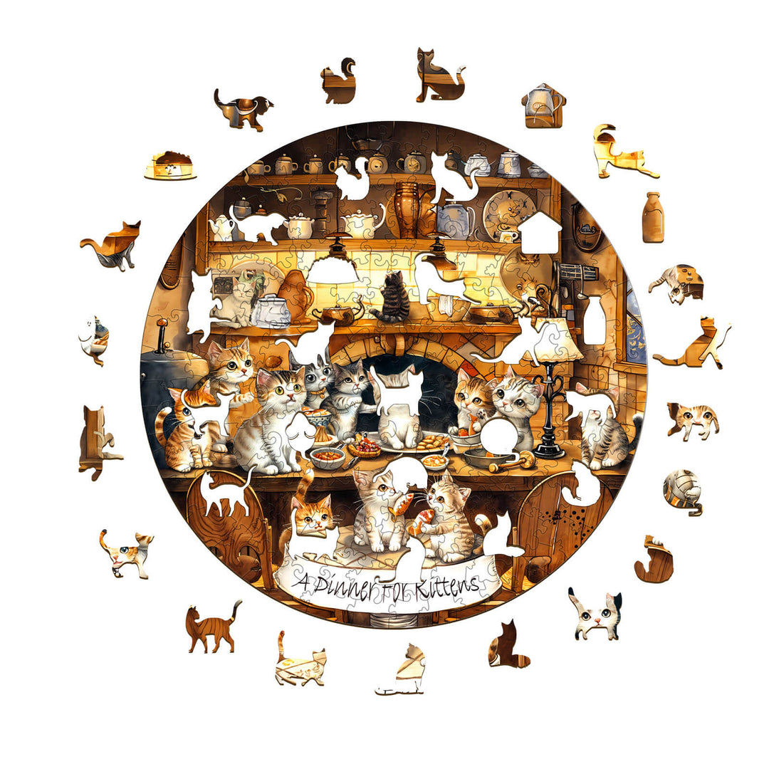 Katzenparty Holzpuzzle