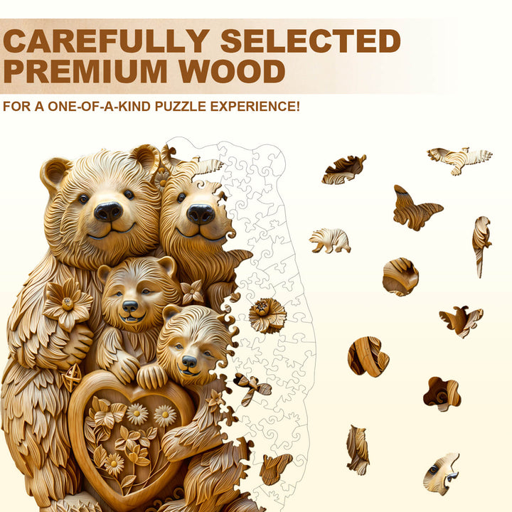 Woodcarve bear family wooden jigsaw puzzle featuring premium wood and intricate designs for a unique puzzle experience.