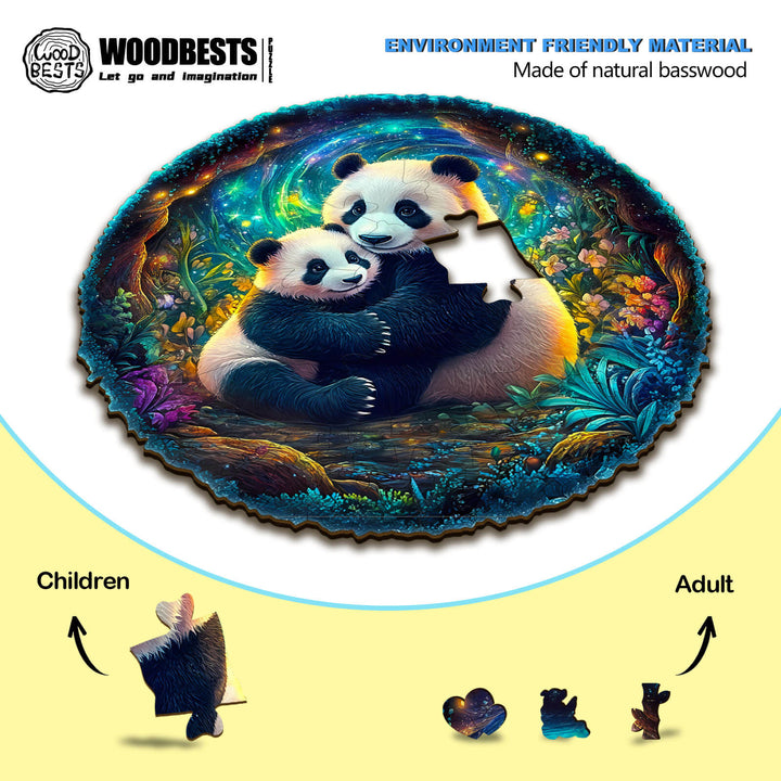 3D Pandafamilie Holzpuzzle
