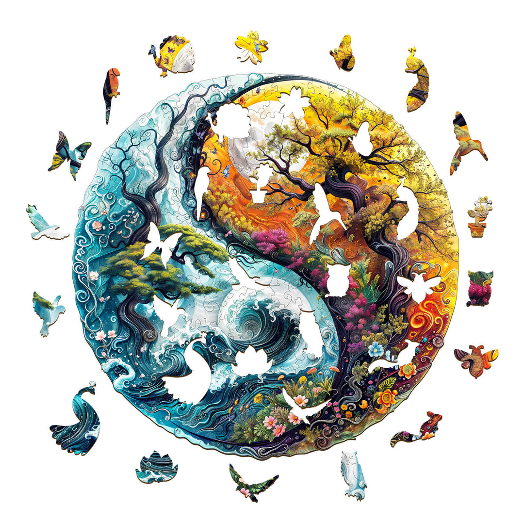 Yin-Yang Landschaft 2 Holzpuzzle