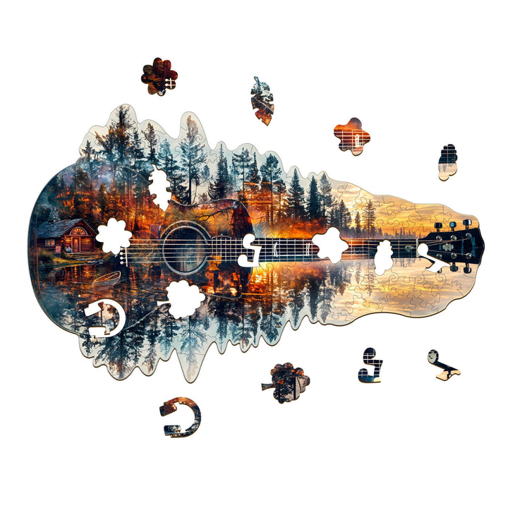Abendrot-Gitarren Holzpuzzle