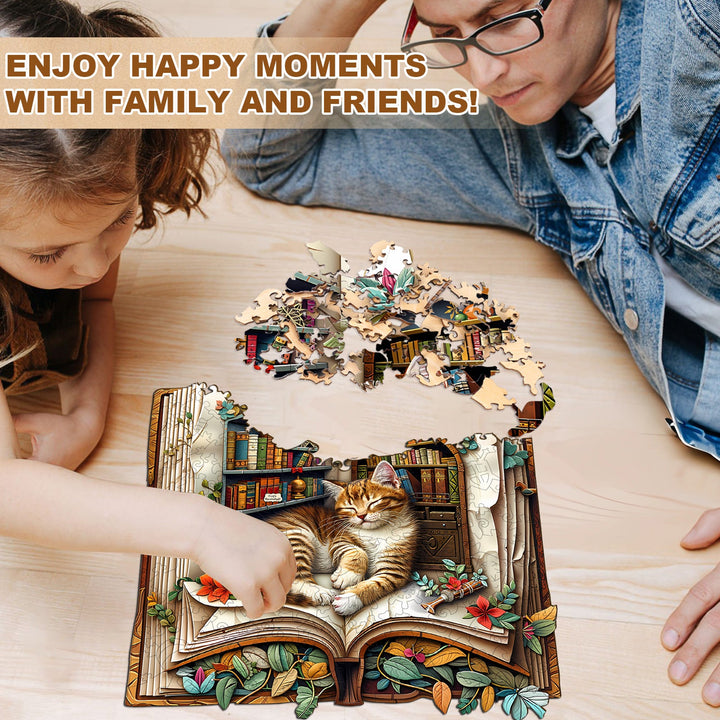 Katze im Buch Holzpuzzle