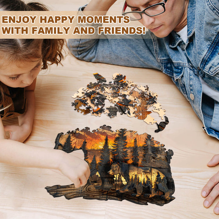 Holzschnitzerei Bär Holzpuzzle