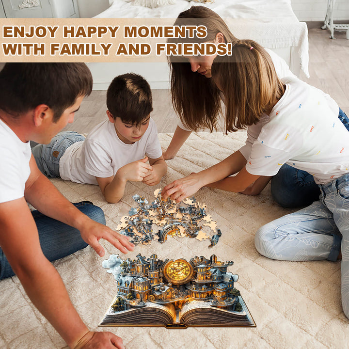 Uhrwerk-Stadt Holzpuzzle