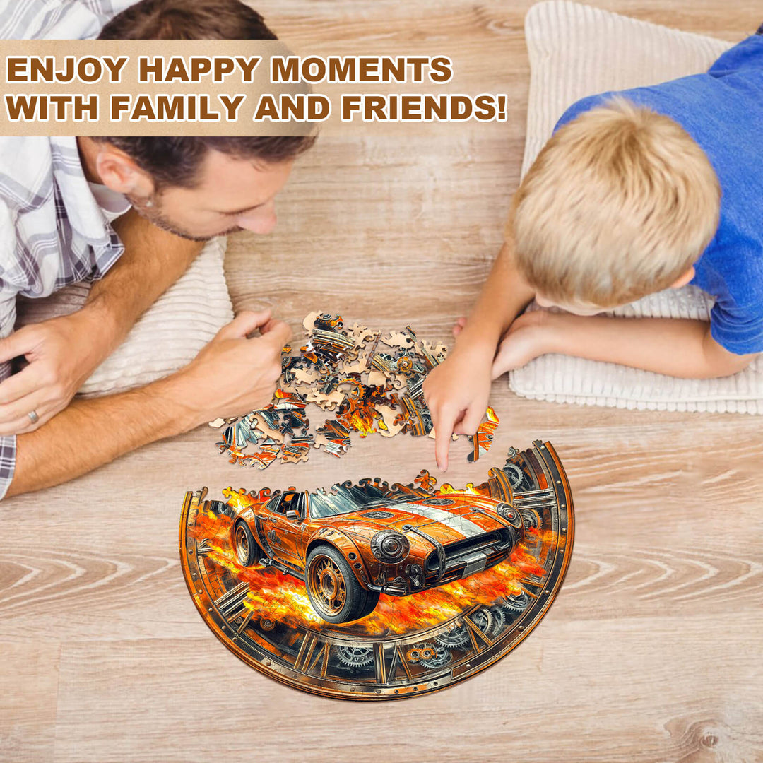 Rasantes Renn-Puzzle aus Holz