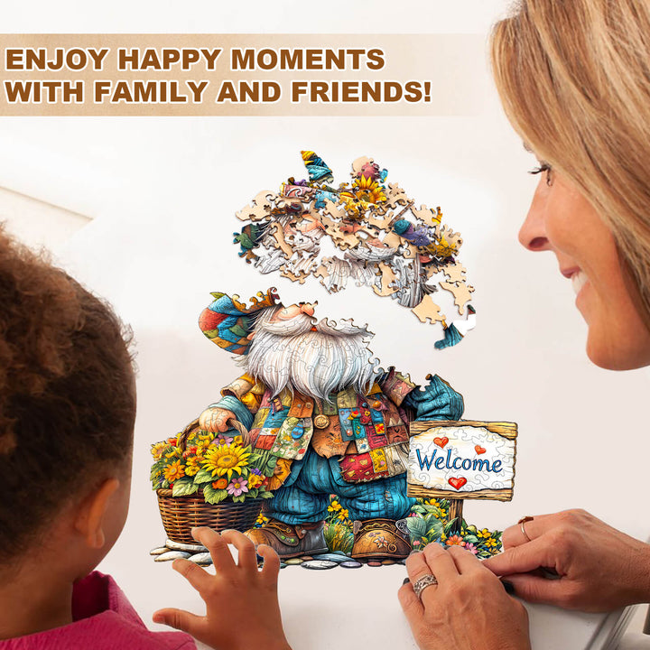 Sonnenblumen-Gartenzwerg Holzpuzzle