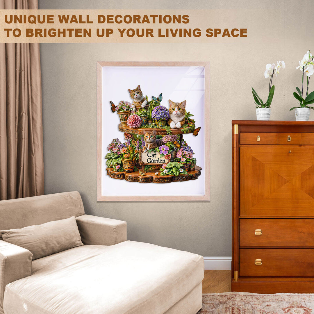 Katzen-Garten Holzpuzzle