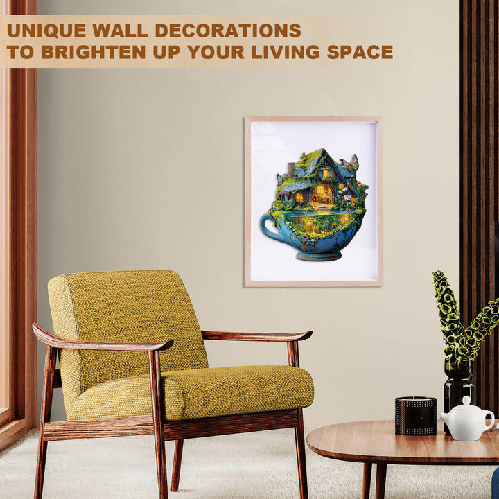 Grüne Feld-Tasse Holzpuzzle