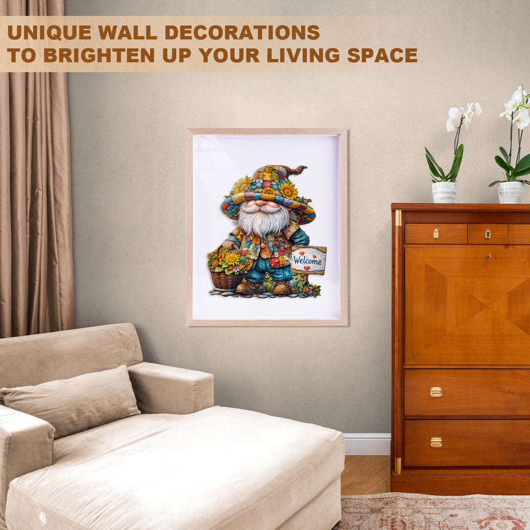 Sonnenblumen-Gartenzwerg Holzpuzzle