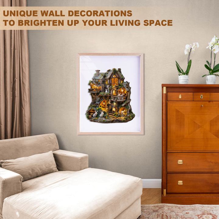 Rabbit's Tree House  Wooden Jigsaw Puzzle