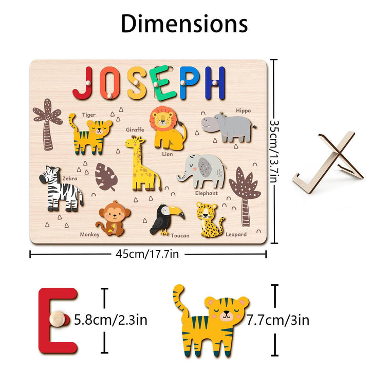Personalisiertes Dschungeltier Namen Puzzle