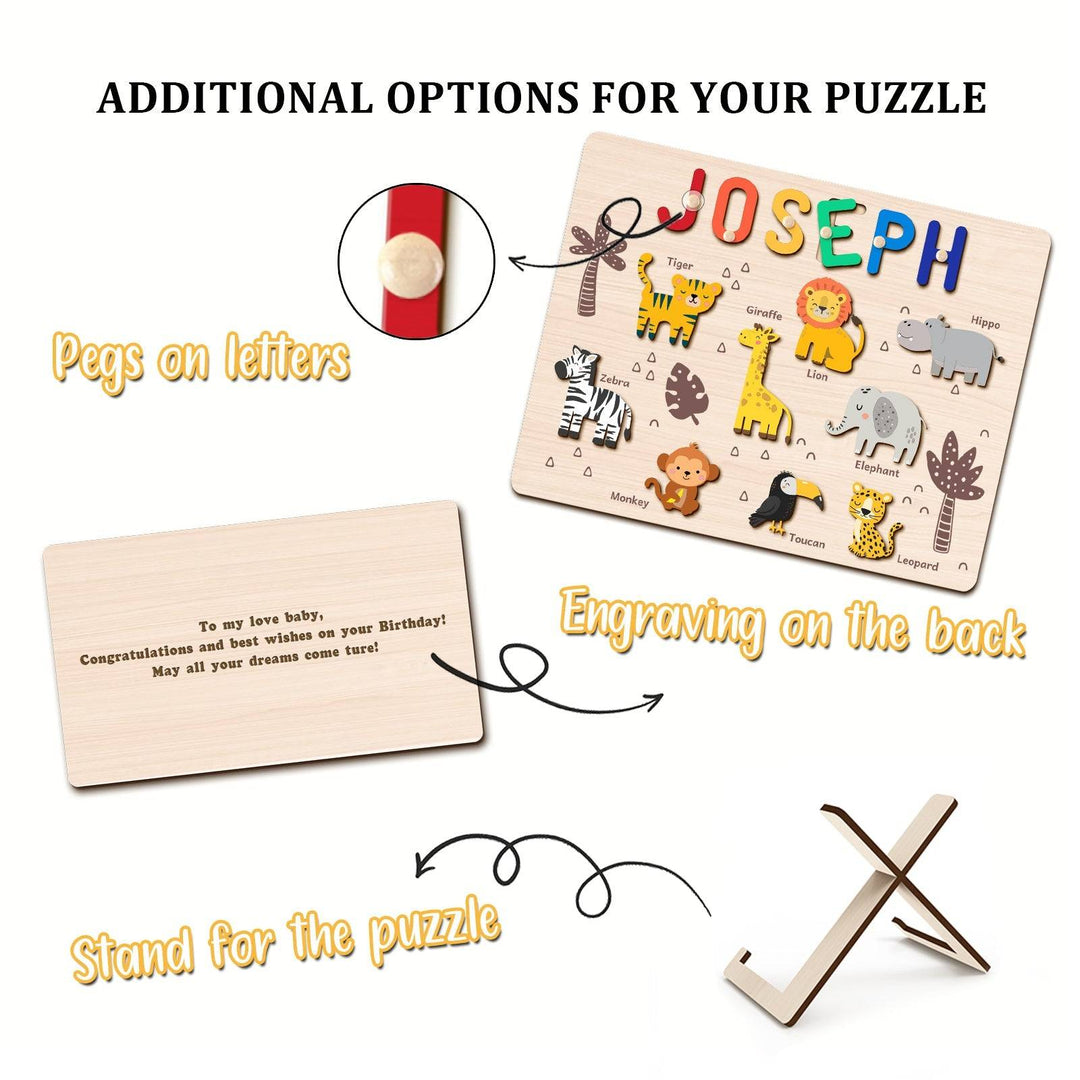 Personalisiertes Dschungeltier Namen Puzzle