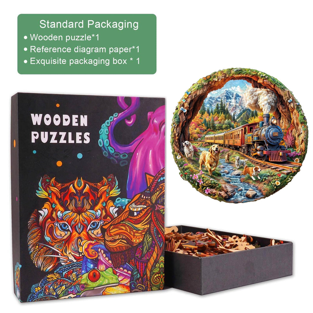 Zugrennen Holzpuzzle