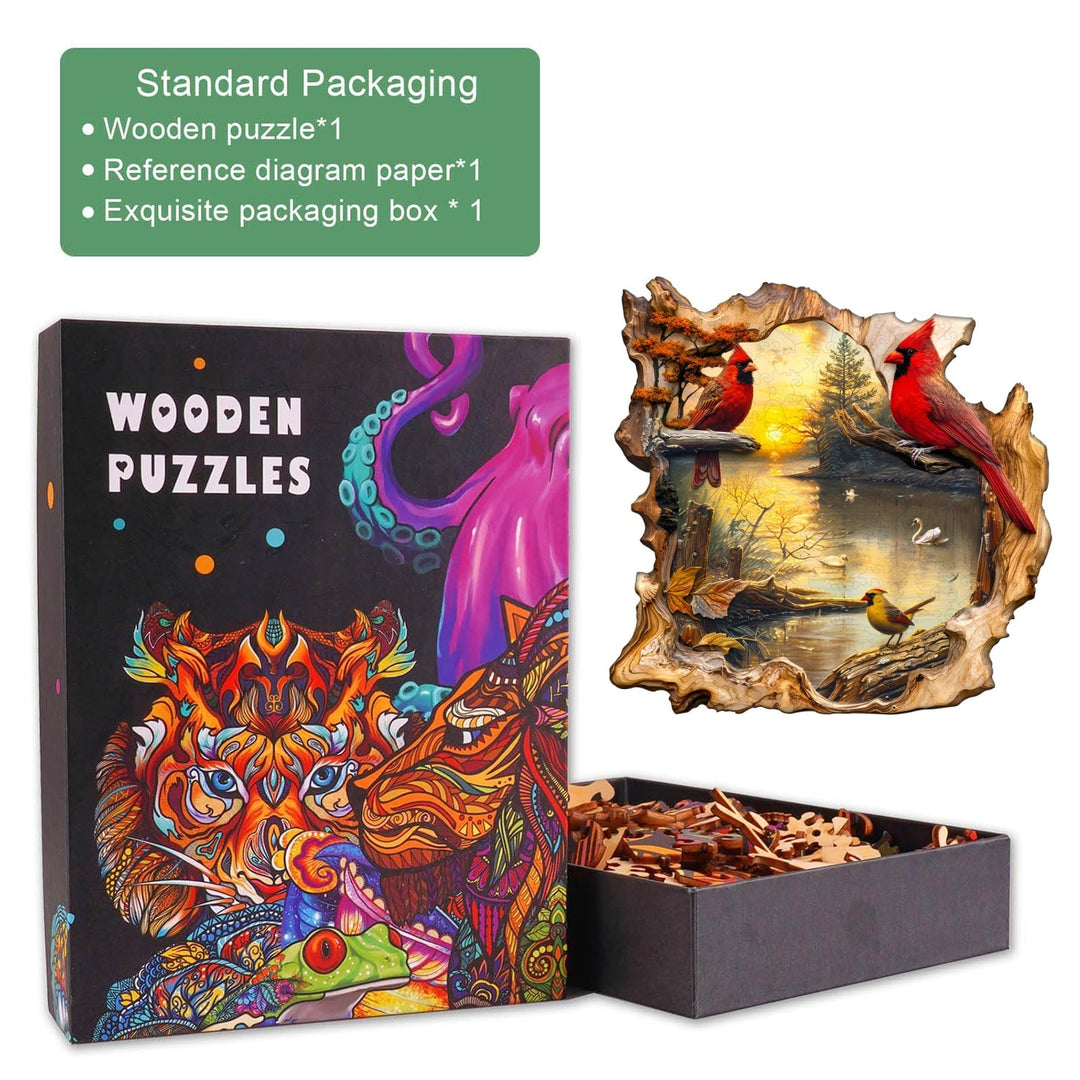 Abendsonnen-See-Holzpuzzle