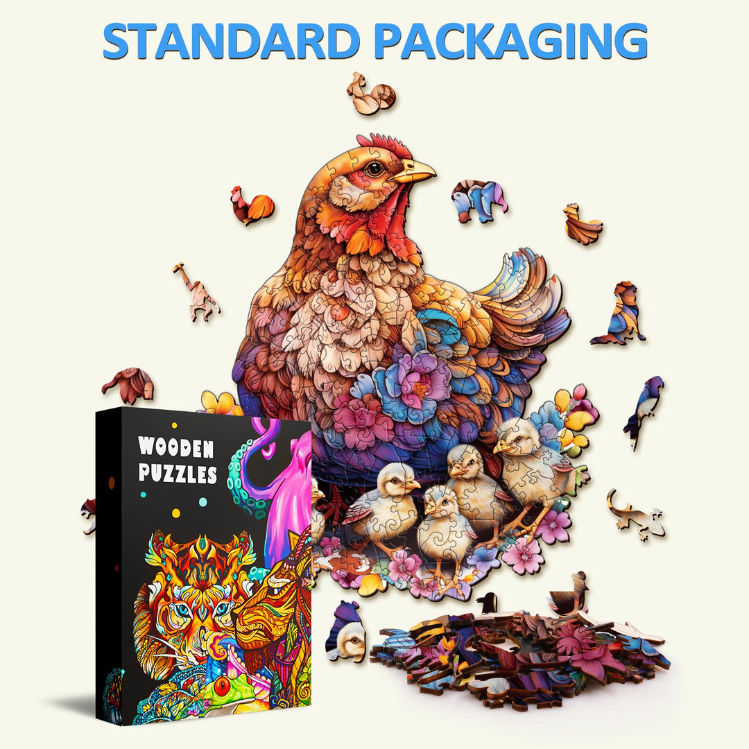 Hühnerfamilie Holzpuzzle