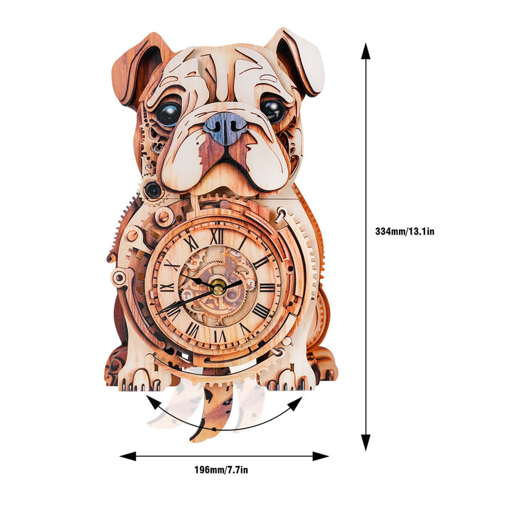 Bulldog - 3D Holzuhr Puzzle Bastelset