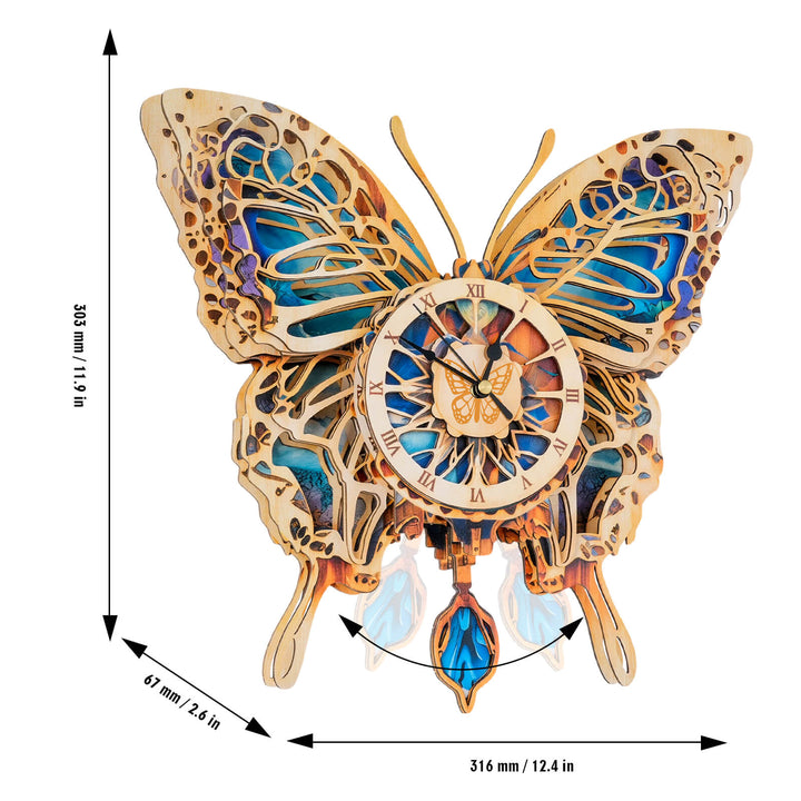 Schmetterling – 3D Holzuhr Puzzle Bastelset