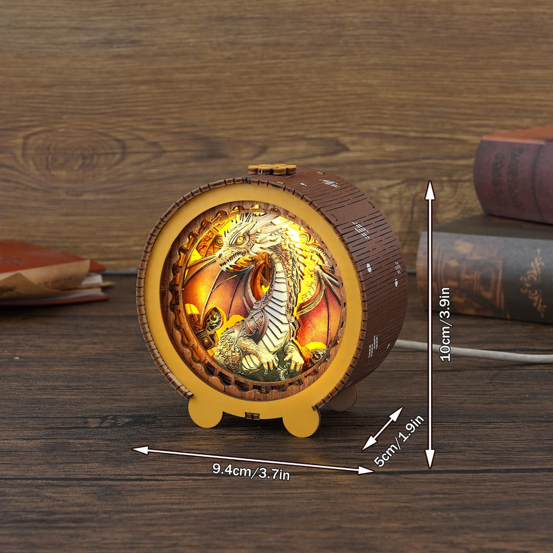 Dampfross-Drache - 3D Holz Nachtlicht Bausatz