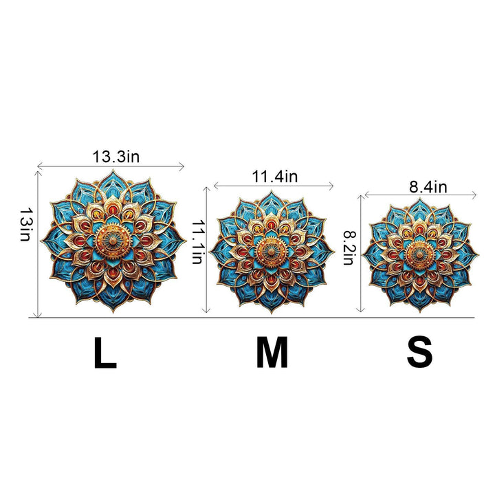 Blue Mandala Wooden Jigsaw Puzzle-Woodbests