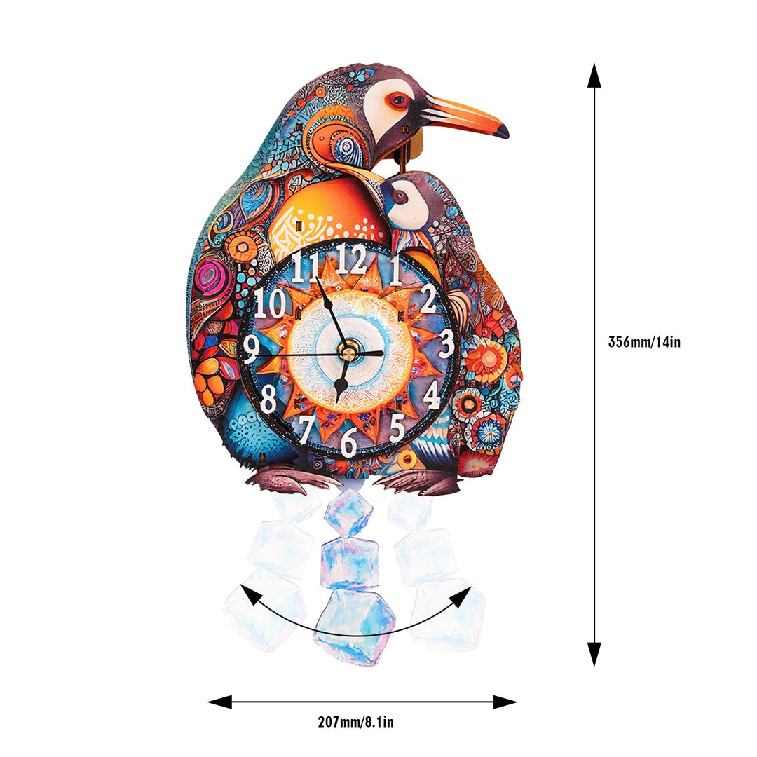 Eltern-Kind Pinguine - 3D Holzuhr Puzzle Bastelset